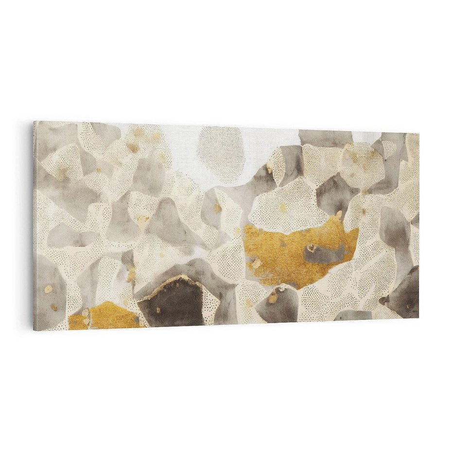 Obraz na płótnie 120x60 - Nowoczesne Złoto i Szarość - plamy, złoto