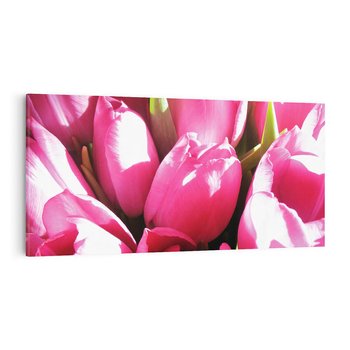 Obraz na płótnie 140x70 - Tulipany w pejzażu - tulipany, kwiaty