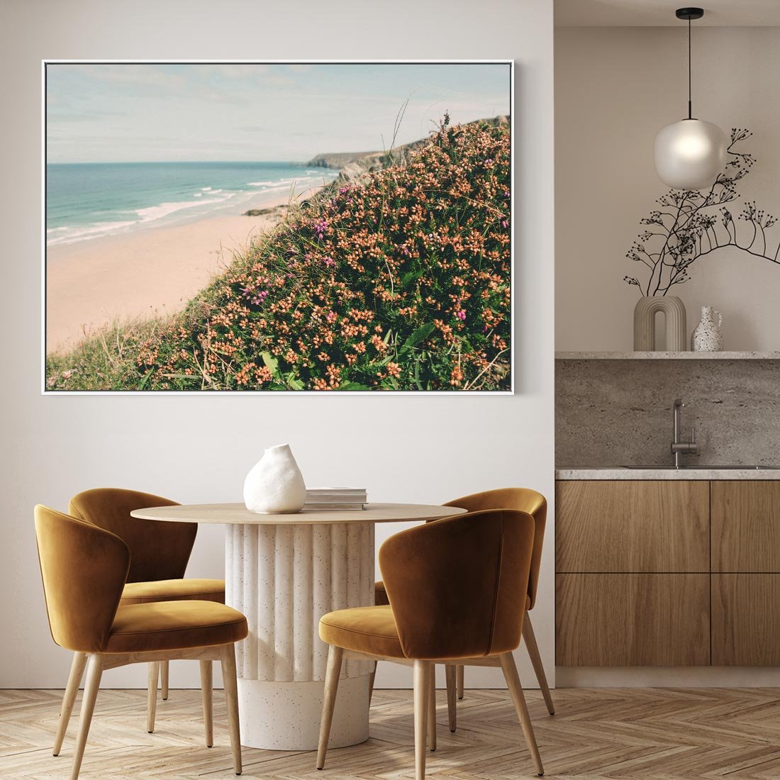 Obraz w ramie 70x50 - Perspektywa Klifu - fotografia, ocean - rama biała