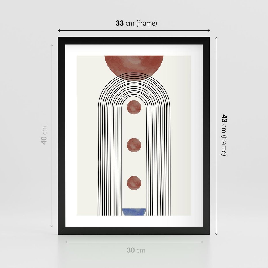 Plakat w ramie 30x40 - Symfonia Kształtów - nowoczesny plakat, styl midcentury - rama czarna