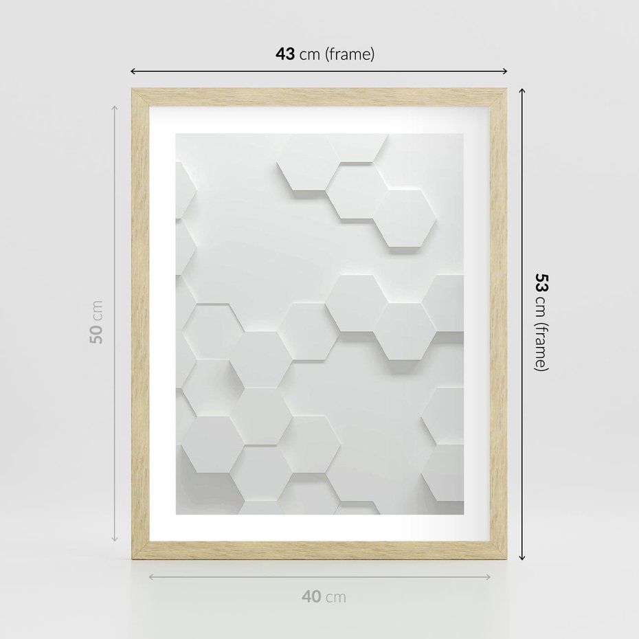 Plakat w ramie 40x50 - Przestrzenne Zabawy - geometryczne, 3D - rama drewno