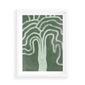 Plakat w ramie 50x70 - Inspirujące Zawiłości Zieleni - abstrakcyjny kształt, zielony plakat - rama biała