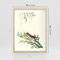 Plakat w ramie 30x40 - Roślinne Nastroje - japońska sztuka, ptak - rama drewno