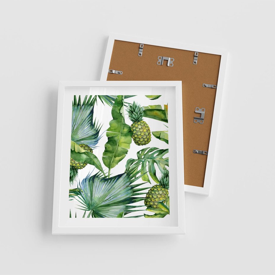 Plakat w ramie 40x50 - Oaza Natury - liście, tropikalne - rama biała