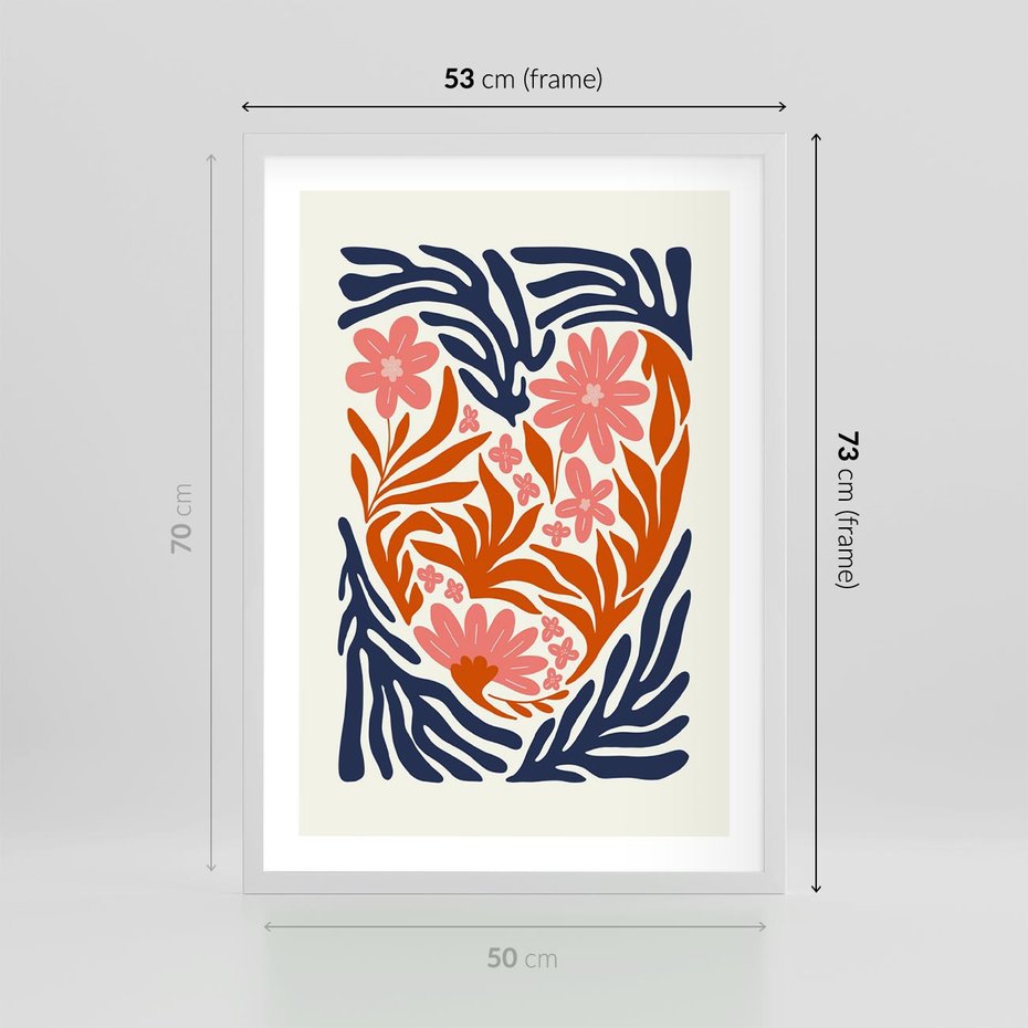 Plakat w ramie 50x70 - Kwiatami Splecione - kwiaty, nowoczesny plakat - rama biała