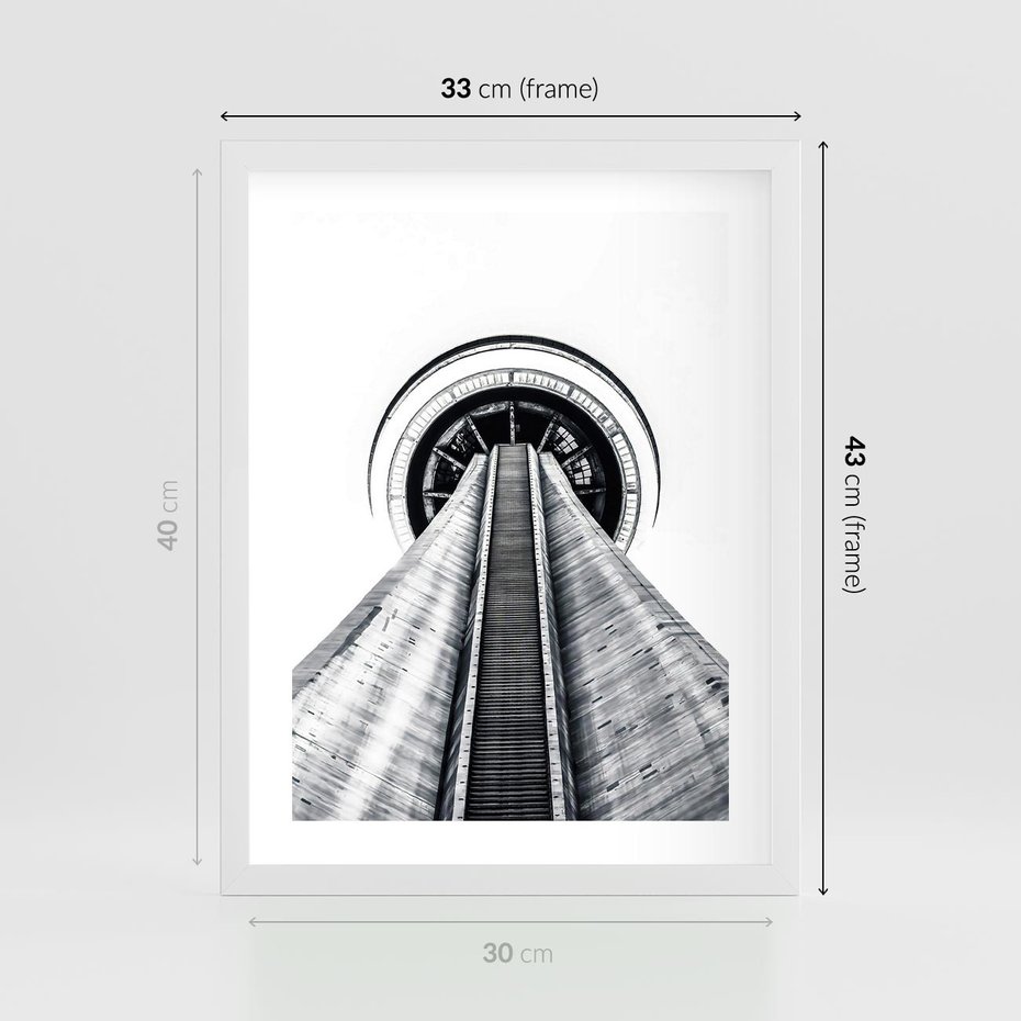 Plakat w ramie 30x40 - Perspektywa Wieży - architektura, wieża - rama biała