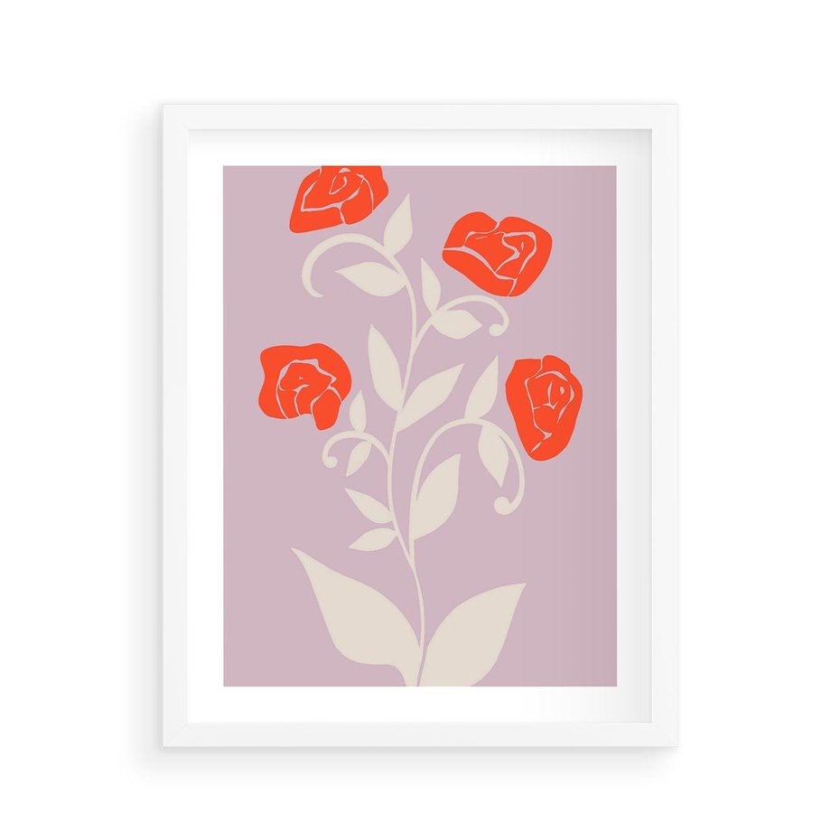 Plakat w ramie 40x50 - Migotliwe Widzenie Kwiatów - nowoczesny plakat, roślinne motywy - rama biała