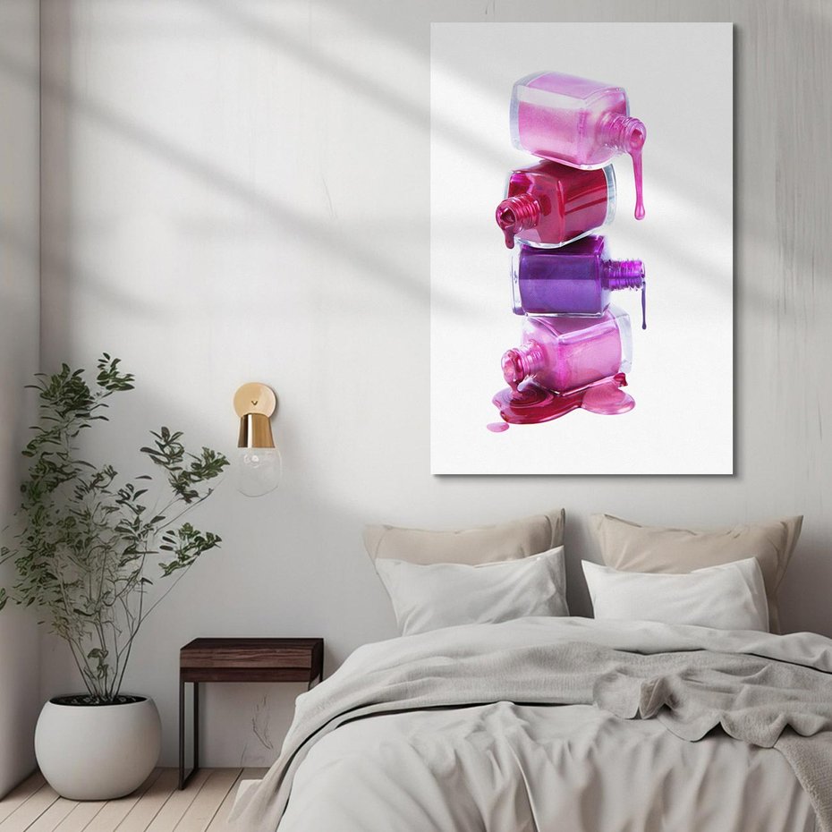 Obraz na płótnie 50x70 - Kolorowe Paznokcie - lakiery, do paznokci
