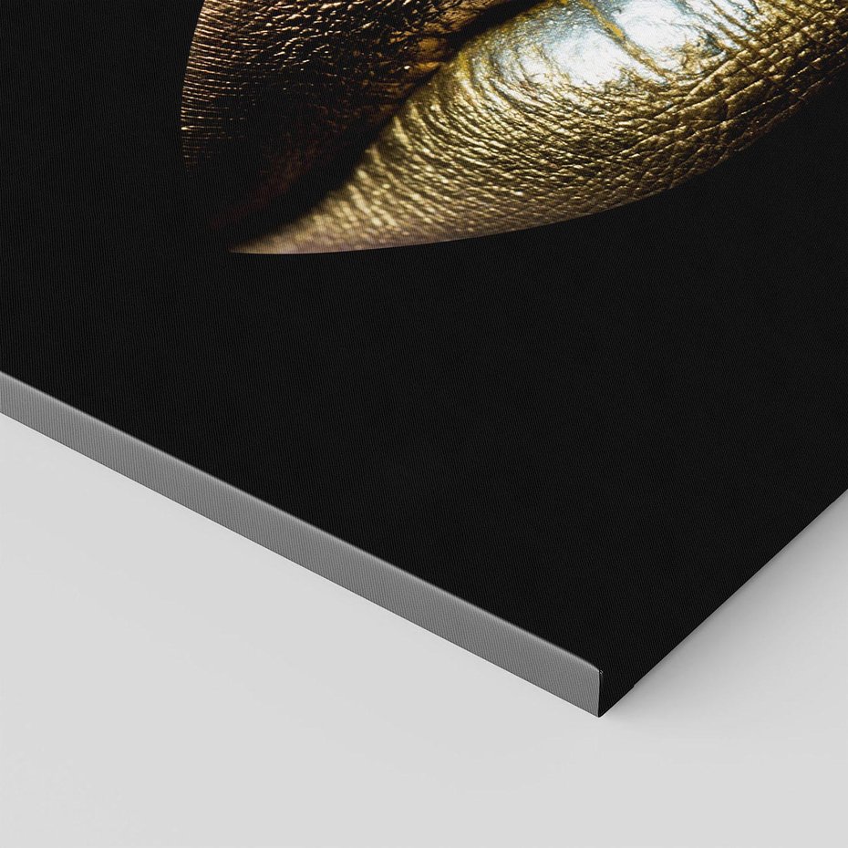 Obraz na płótnie 100x70 - Złote usta pełne tajemnic - usta, złoto