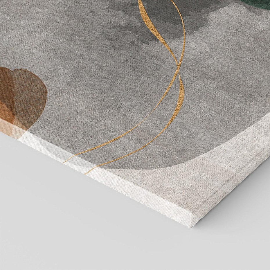 Obraz na płótnie 70x70 - Delikatne Plamy - akwarelowe plamy, złote linie