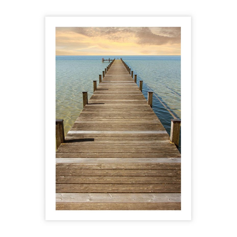 Plakat bez ramy 21x30 - Pomost ku morzu - pomost, morze