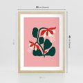 Plakat w ramie 30x40 - Migotliwa Kreatywność - abstrakcyjne kwiaty, różowe tło - rama drewno
