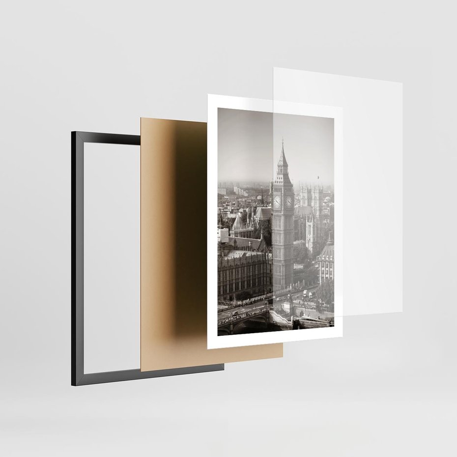 Plakat w ramie 50x70 - Magiczna esencja Londynu: Big Ben i miasto - Big Ben, Londyn - rama czarna