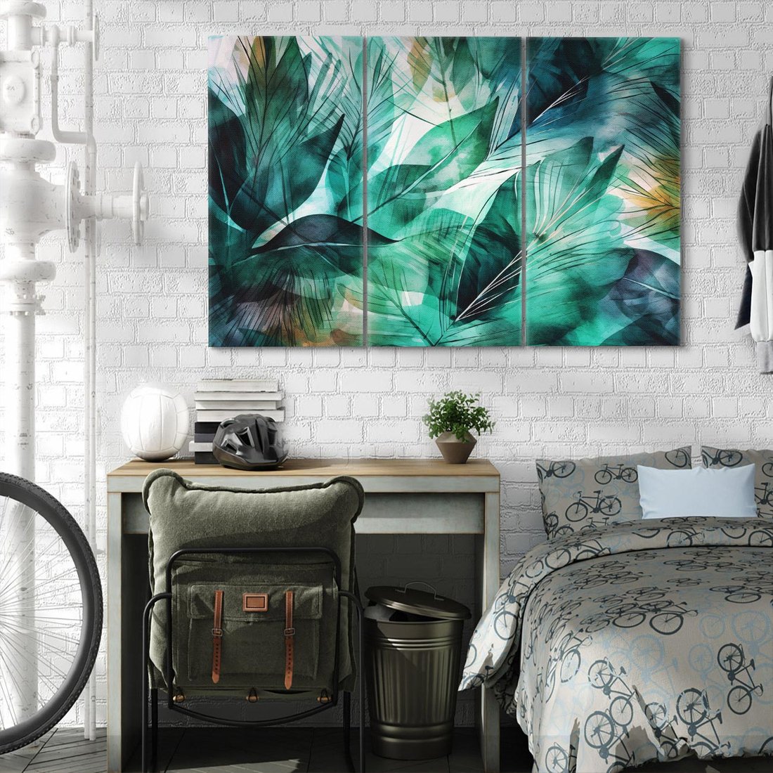 Obraz na płótnie 120x80 - Zieleń Tropików - tropikalne zielone liście palmy, monstera