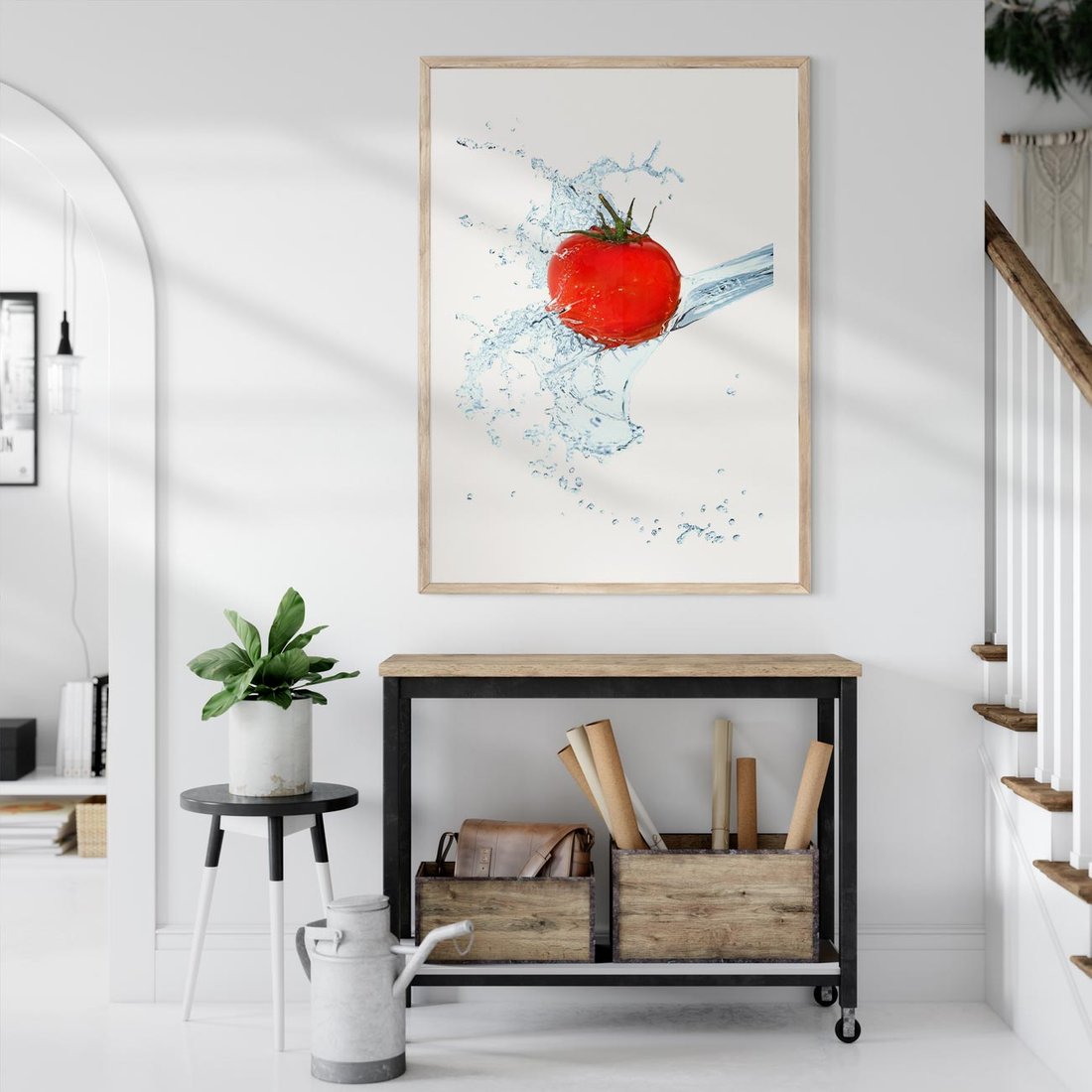 Plakat w ramie 50x70 - Apetyczna KuchniaNowoczesna Ekspresja - pomidor, jedzenie - rama drewno