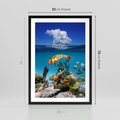 Plakat w ramie 50x70 - Podwodna rafa koralowa: kolorowy oceanowy świat - rafa, koralowa - rama czarna
