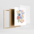 Plakat w ramie 40x50 - Kwiatowe Światło - akwarelowe kwiaty, bukiet - rama drewno