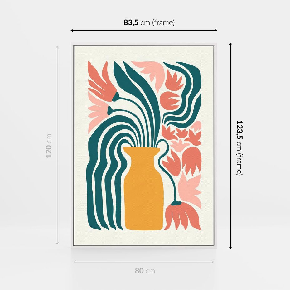 Obraz w ramie 80x120 - Kolorowe Pasmo - abstrakcyjne kwiaty w wazonie, pdastelowe kolory - rama biała