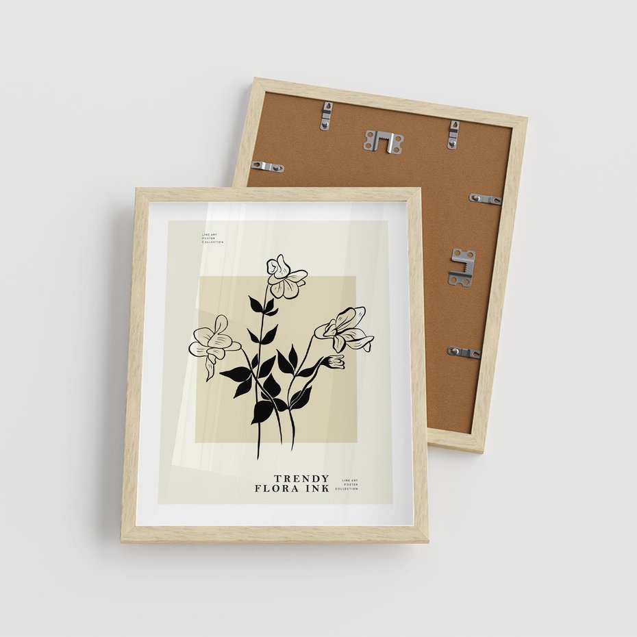 Plakat w ramie 40x50 - Malowane szkicowe tęsknoty - kwiaty, typografia - rama drewno