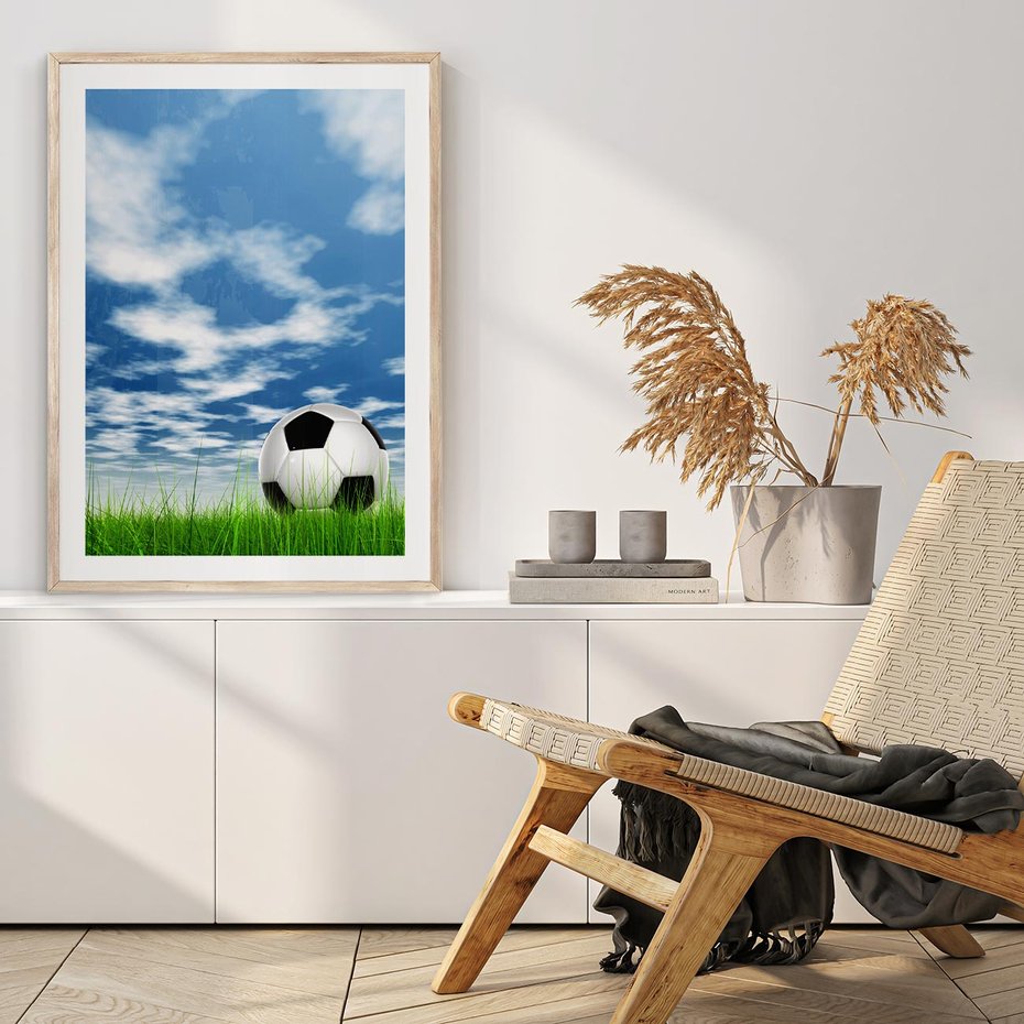 Plakat w ramie 50x70 - Piłkarska Pasja - piłka, nożna - rama drewno