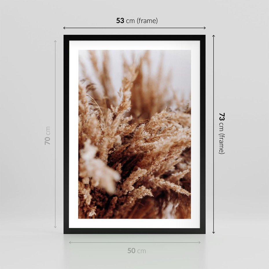 Plakat w ramie 50x70 - Sztuka Suszonych Traw - trawa pampas, suszone trawy - rama czarna