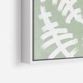Obraz w ramie 80x120 - Oaza Zieleni - zielona abstrakcja, zgaszona zieleń - rama biała