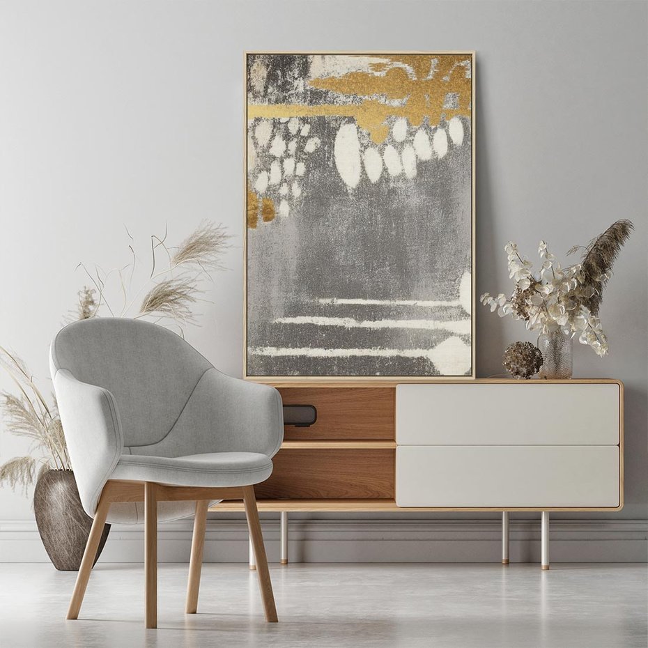 Obraz w ramie 50x70 - Malowane impresje zmysłów - abstrakcyjne plamy, linie - rama drewno