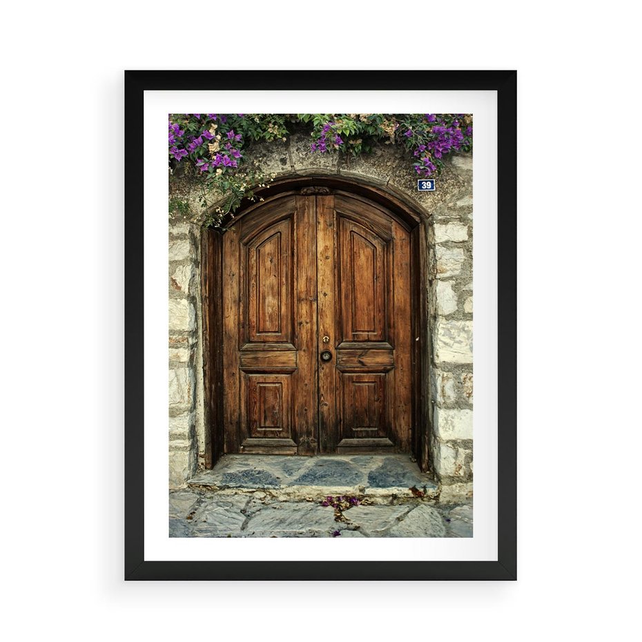 Plakat w ramie 50x70 - Tajemnicze stare drzwi - stare, drzwi - rama czarna