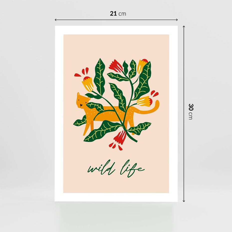 Plakat bez ramy 21x30 - Tygrys w Kwiatach - tygrys, plakat