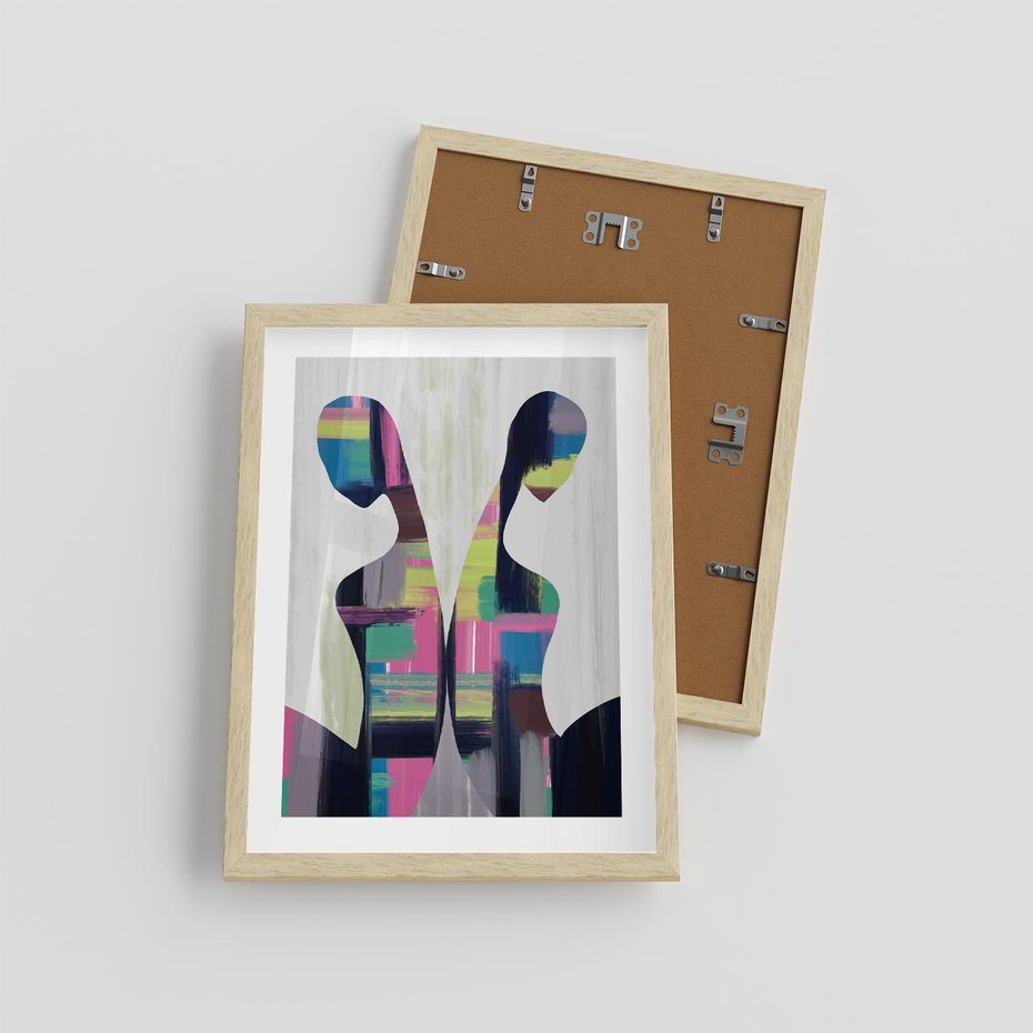 Plakat w ramie 30x40 - Nowa Era - abstrakcyjny plakat, nowoczesna sztuka - rama drewno