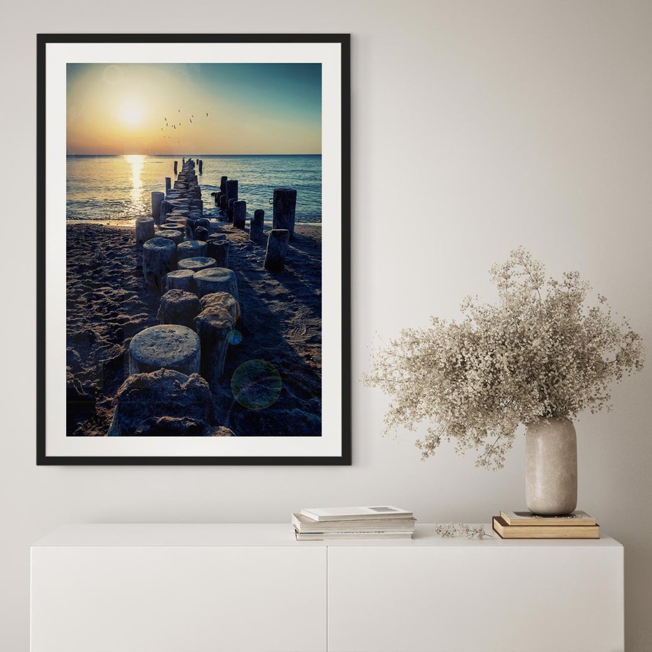 Plakat bez ramy 30x40 - Zachód Słońca nad Morzem - morze, zachód