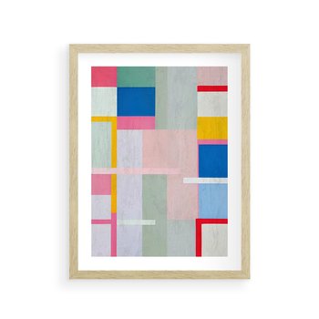 Plakat w ramie 50x70 - Rozbijające Granice Wyobraźni - abstrakcyjne geometryczne kształty, olejny obraz - rama drewno