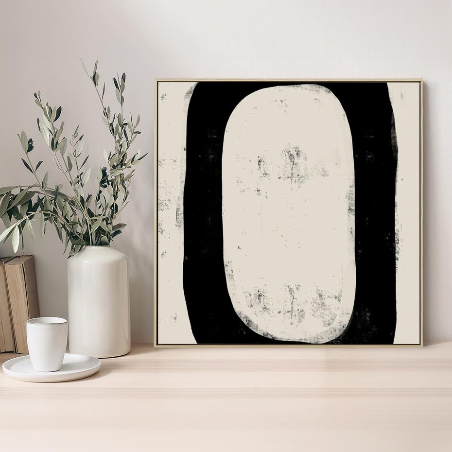 Obraz w ramie 50x50 - Wnętrza Kształtów - abstrakcja, minimalizm - rama drewno