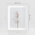 Plakat w ramie 40x50 - Minimalistyczna Gałązka Bawełny - bawełna, gałązka bawełny - rama biała
