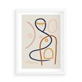 Plakat w ramie 50x70 - Mgnienie Oka - abstrakcja w stylu picasso, beżowe tło - rama biała