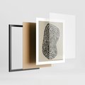 Plakat w ramie 40x50 - Nowoczesne Odbicia Wnętrza - boho plakat, czarne kropki kreski - rama czarna