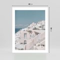 Plakat bez ramy 40x50 - Śródziemnomorski Urok - zdjęcie Santorini, białe budynki