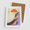 Plakat w ramie 50x70 - Pomarańczowy Horyzont - pastelowy krajobraz, nowoczesny plakat - rama biała