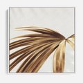 Obraz w ramie 50x50 - Egzotyczny Blask - złote, liście - rama biała