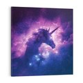 Obraz na płótnie 30x30 - Mityczna podróż - kosmos, jednorożec