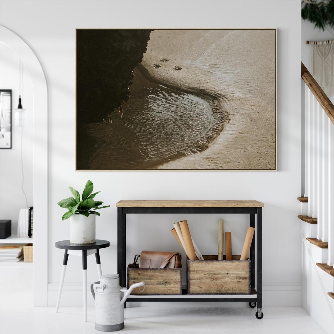 Obraz w ramie 70x50 - Relaksujący Raj - plaża, morze - rama drewno