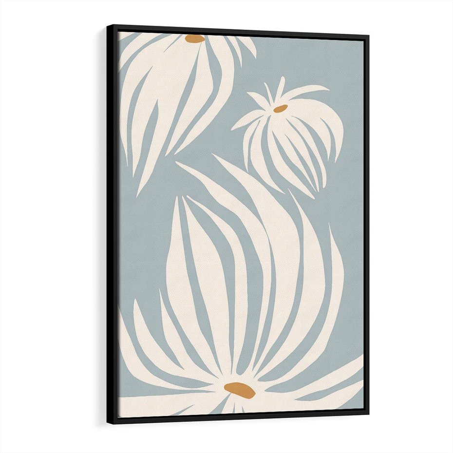 Obraz w ramie 70x100 - Kwiatowe Kształty - kwiaty, nowoczesne i minimalistyczne - rama czarna