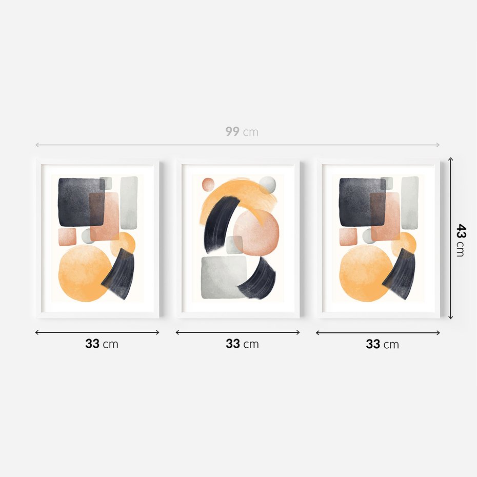 Zestaw obrazy w ramie 30x40 galeria - Abstrakcja, skandynawski, styl - rama biała
