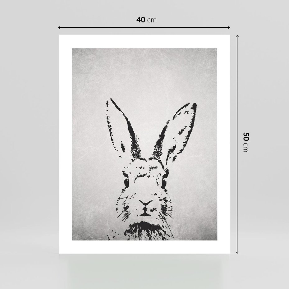 Plakat bez ramy 40x50 - Szkicowany królik w grafice - szkic, królik