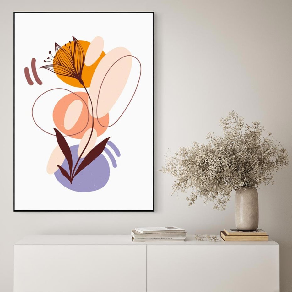 Obraz w ramie 50x70 - Kwiatowa Impresja - abstrakcyjna sztuka, plamy - rama czarna