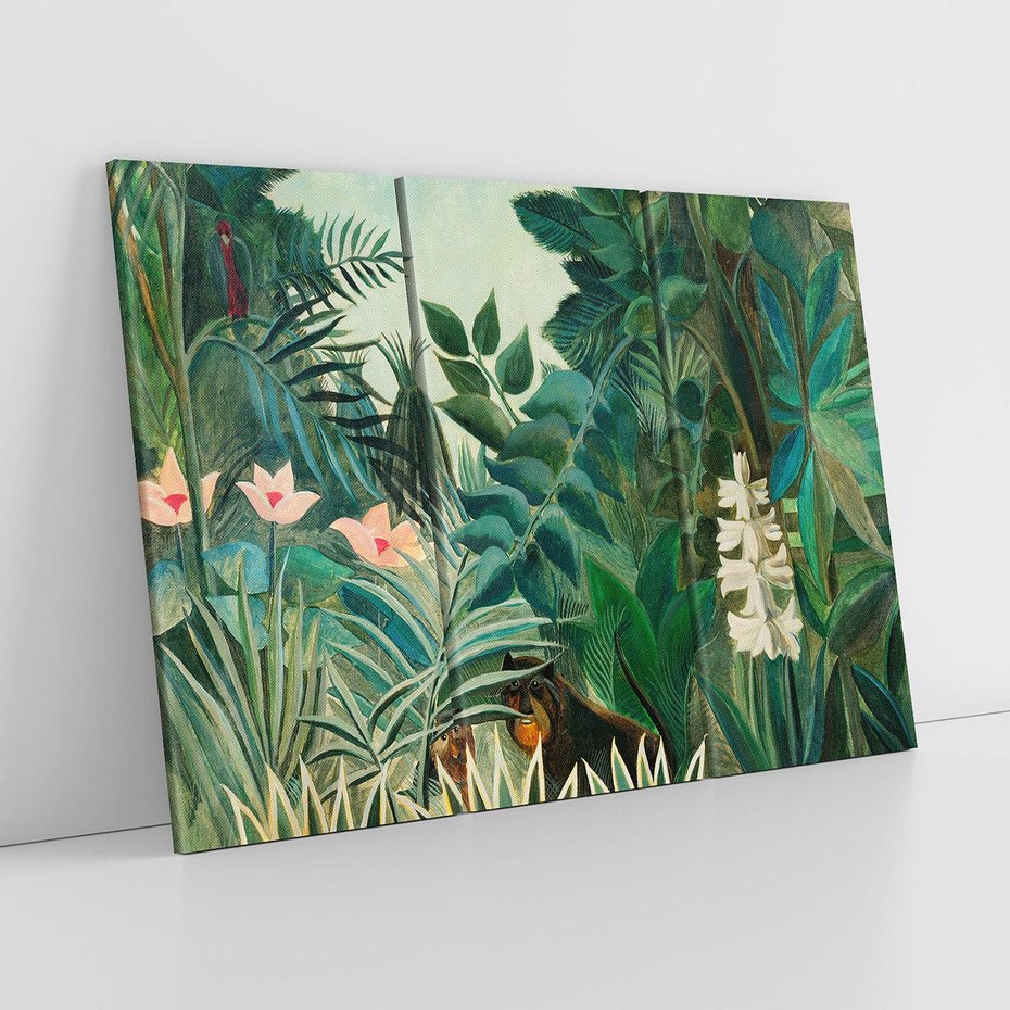 Obraz na płótnie 120x80 - "The Equatorial Jungle " (1909) Henri Rousseau - Reprodukcja - reprodukcja, obraz na płótnie