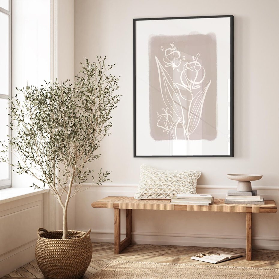 Plakat w ramie 50x70 - Pastelowe Nastroje - nowoczesny subtelny plakat, beżowy - rama czarna