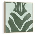 Obraz w ramie 50x50 - Zieleń Odpoczynku - zielony plakat, nieregularne splątane linie - rama drewno