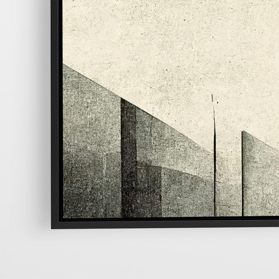 Obraz w ramie 100x70 - Mroczne Wieżowce - postarzana grafika, perspektywa budynków wieżowców - rama czarna