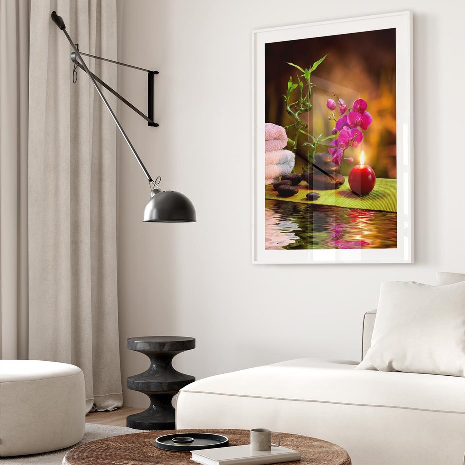 Plakat bez ramy 50x70 - Światło Świecących Kwiatów w Spa - spa, świaca